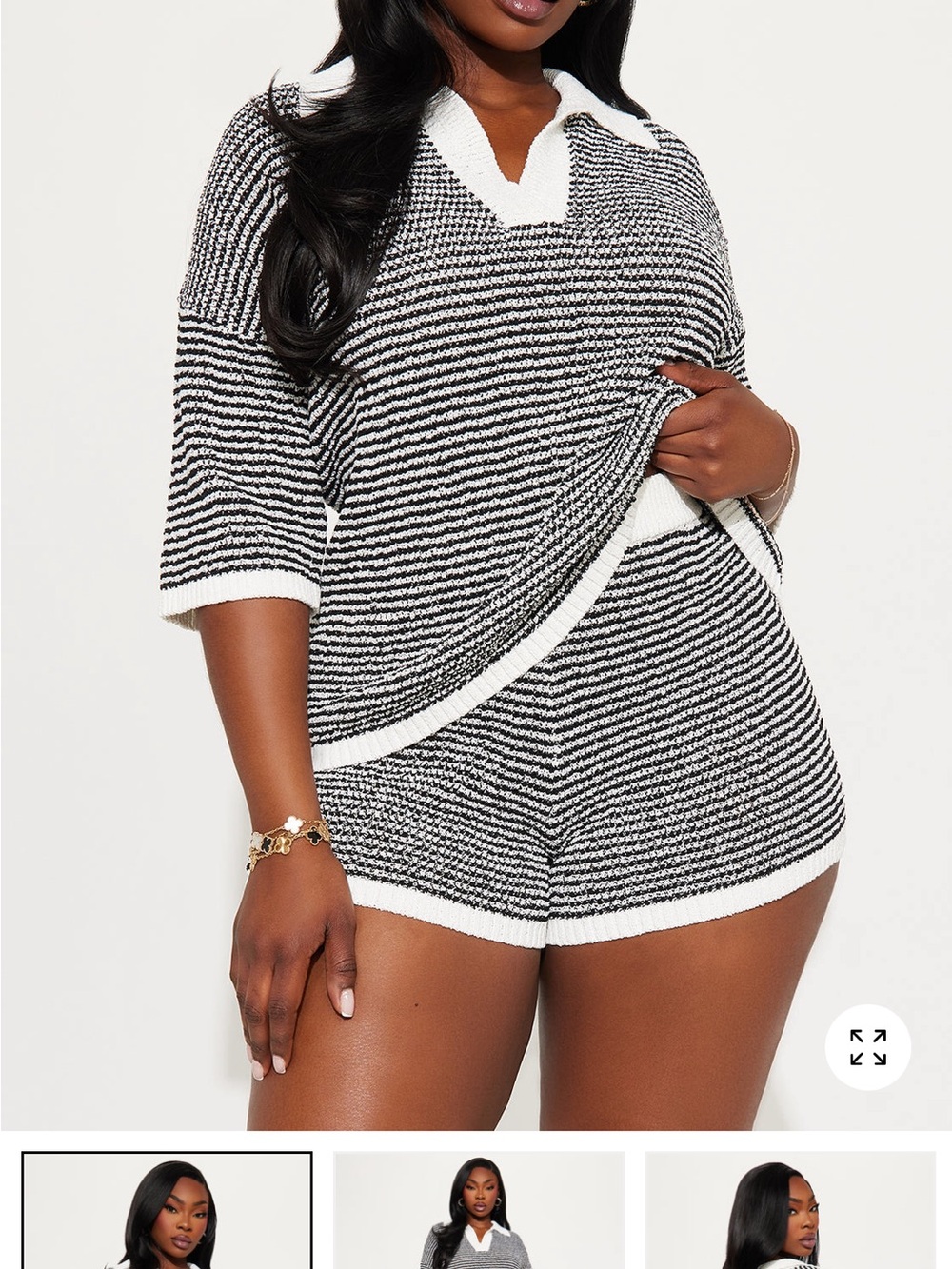 Fashion Nova Piper Polo Short Set - Black/White. Worn Once. $20